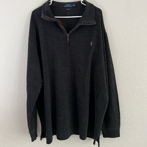 Polo Ralph Lauren Estate Rib Charcoal Gray Men's 1/4 Zip Pullover Size XLT